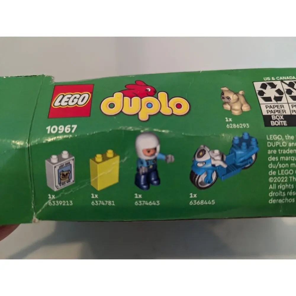 Lego Duplo Police Motorcycle 10967 5pc Story Starter Included